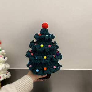 Handmade Crochet Christmas Tree - Dark green fur ball