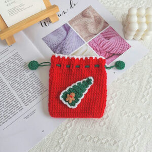 Crochet Coin Bag Purse - Christmas tree style drawstring
