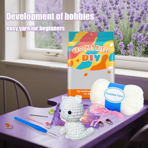 White Cat Woobles Crochet Kit - Image 2