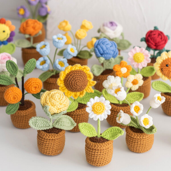 Crochet Flowers Pots