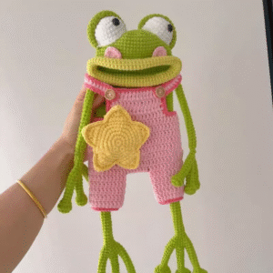 Crochet Frog Cartoon Bag - pink