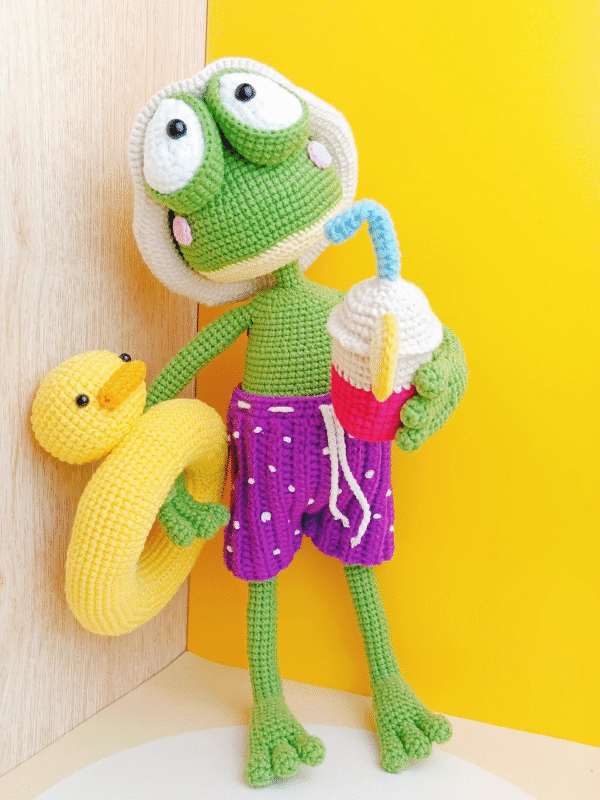 Crochet Swimming frog doll