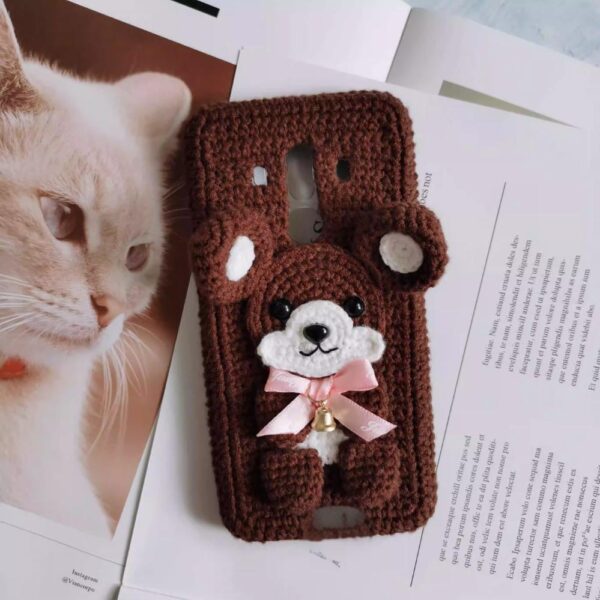 Crochet Brown Bear Phone Case Cover - Image 2
