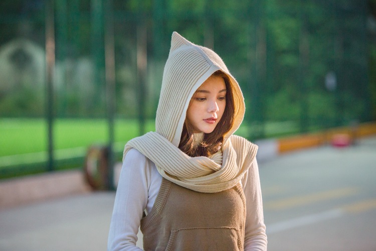 Crochet Hooded Scarf for Women